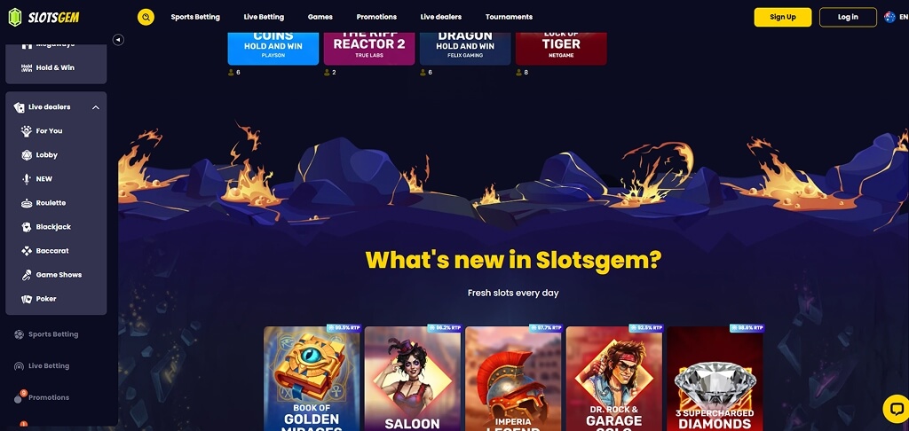 SlotsGem Casino Interface